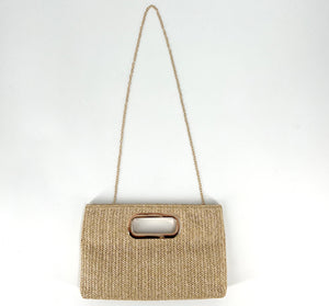 The Straw Handheld Clutch in Natural