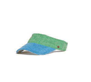 The Colorblock Terry Visor in Green Blue