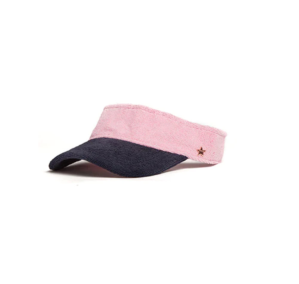 The Colorblock Terry Visor in Pink Navy
