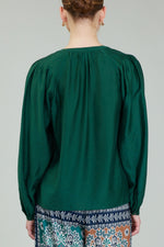 Load image into Gallery viewer, The V Neck Blouse in Jewel Green
