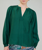 Load image into Gallery viewer, The V Neck Blouse in Jewel Green
