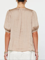 Load image into Gallery viewer, The Short Sleeve V-Neck Blouse in Taupe
