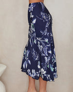 Load image into Gallery viewer, The Floral Midi Skirt in Navy
