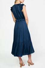 Load image into Gallery viewer, The Flutter Sleeve Midi Dress in Navy
