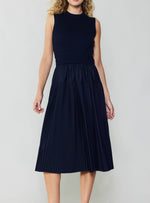 Load image into Gallery viewer, The Woven Combo Dress in Navy
