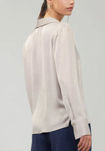 Load image into Gallery viewer, The Long Sleeve Collared Blouse in Silver Stone
