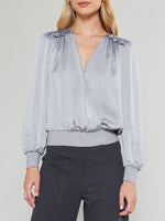 Load image into Gallery viewer, The Long Sleeve Surplus Top in Silver
