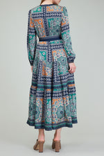 Load image into Gallery viewer, The Belted Maxi Dress in Green Multi
