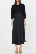 Load image into Gallery viewer, The Mixed Media Woven Dress in Black
