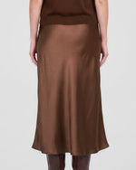 Load image into Gallery viewer, The Satin Midi Skirt in Brown
