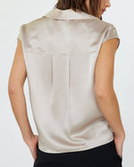 Load image into Gallery viewer, The Silk Cap Sleeve Button Down in Champagne
