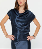 Load image into Gallery viewer, The Satin Sleeveless Top in Navy
