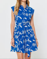 Load image into Gallery viewer, The Embroidered Mini Shirt Dress in Royal Blue
