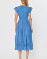 Load image into Gallery viewer, The V-Neck Midi Cotton Dress in Faded Blue

