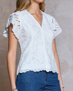 Load image into Gallery viewer, The Peplum Lace Top in White
