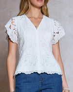 Load image into Gallery viewer, The Peplum Lace Top in White
