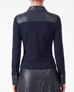 Load image into Gallery viewer, The Vegan Collared Top in Navy
