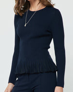 Load image into Gallery viewer, The Ribbed Knit Peplum Top in Navy
