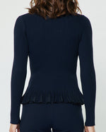 Load image into Gallery viewer, The Ribbed Knit Peplum Top in Navy
