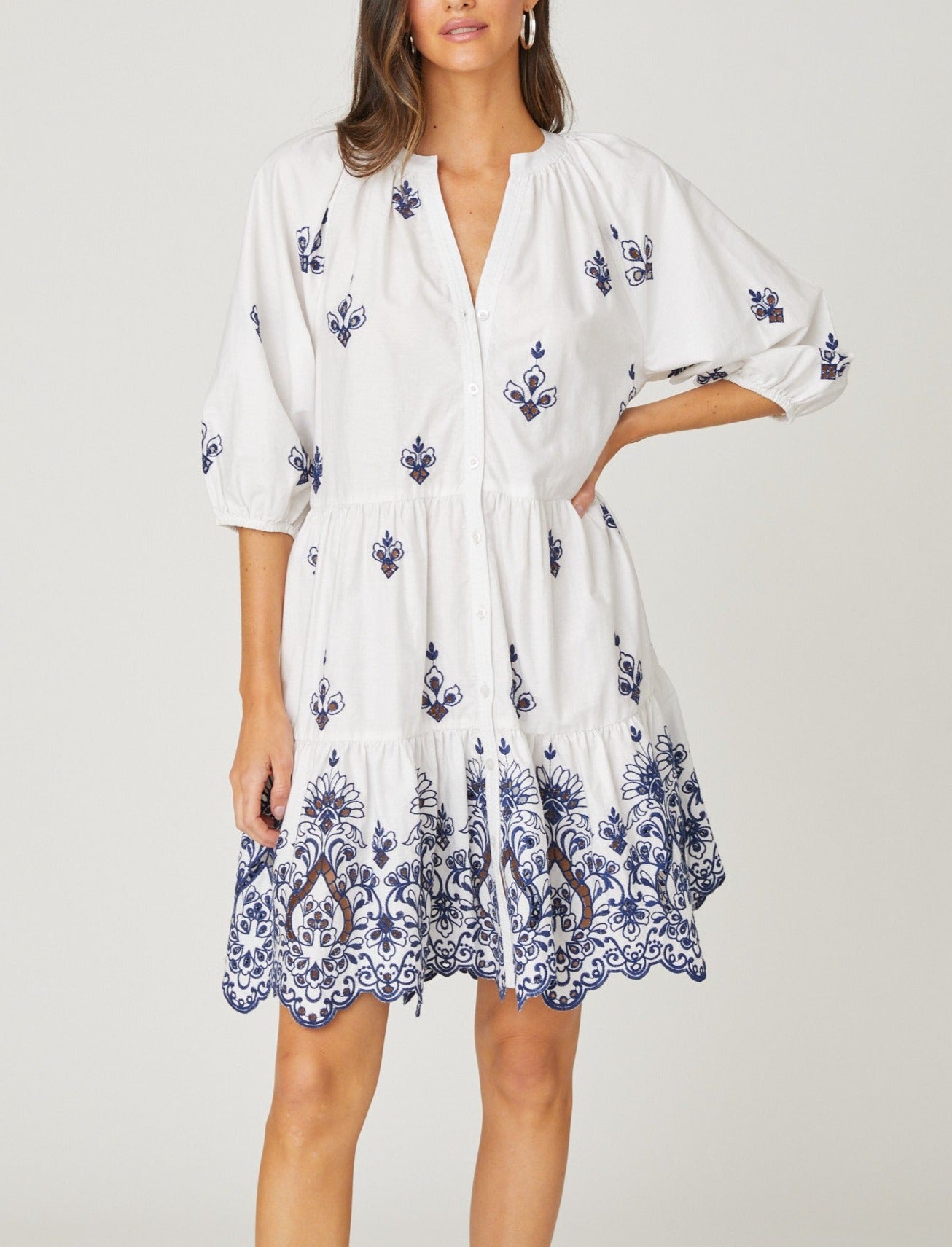 The Embroidered Tunic in Optic Navy