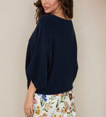 Load image into Gallery viewer, The Batwing Sweater in Navy Blue
