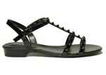 Load image into Gallery viewer, The Pyramid Stud Sandal in Black
