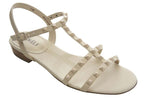Load image into Gallery viewer, The Pyramid Stud Sandal in Cream
