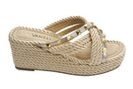 Load image into Gallery viewer, The Satin Cord Wedge with Studs in Champagne
