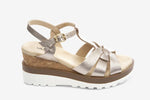 Load image into Gallery viewer, The T-Strap Cork Wedge with Sport Bottom in Shell
