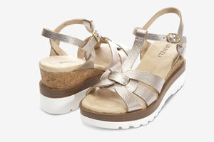The T-Strap Cork Wedge with Sport Bottom in Shell