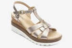 Load image into Gallery viewer, The T-Strap Cork Wedge with Sport Bottom in Shell
