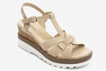 Load image into Gallery viewer, The T-Strap Cork Wedge with Sport Bottom in Nude
