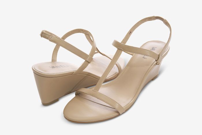 The T-Strap Perfect Wedge Sandal in Taupe