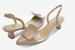 Load image into Gallery viewer, The Vinyl &amp; Leather Cap Toe Pump in Lt Taupe

