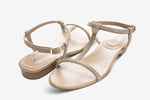 Load image into Gallery viewer, The Ball Chain T-Strap Flat Sandal in Nude
