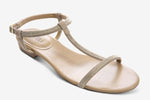 Load image into Gallery viewer, The Ball Chain T-Strap Flat Sandal in Nude

