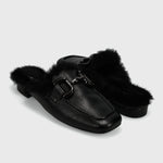 Load image into Gallery viewer, The Fur Lined Loafer Mule in Black
