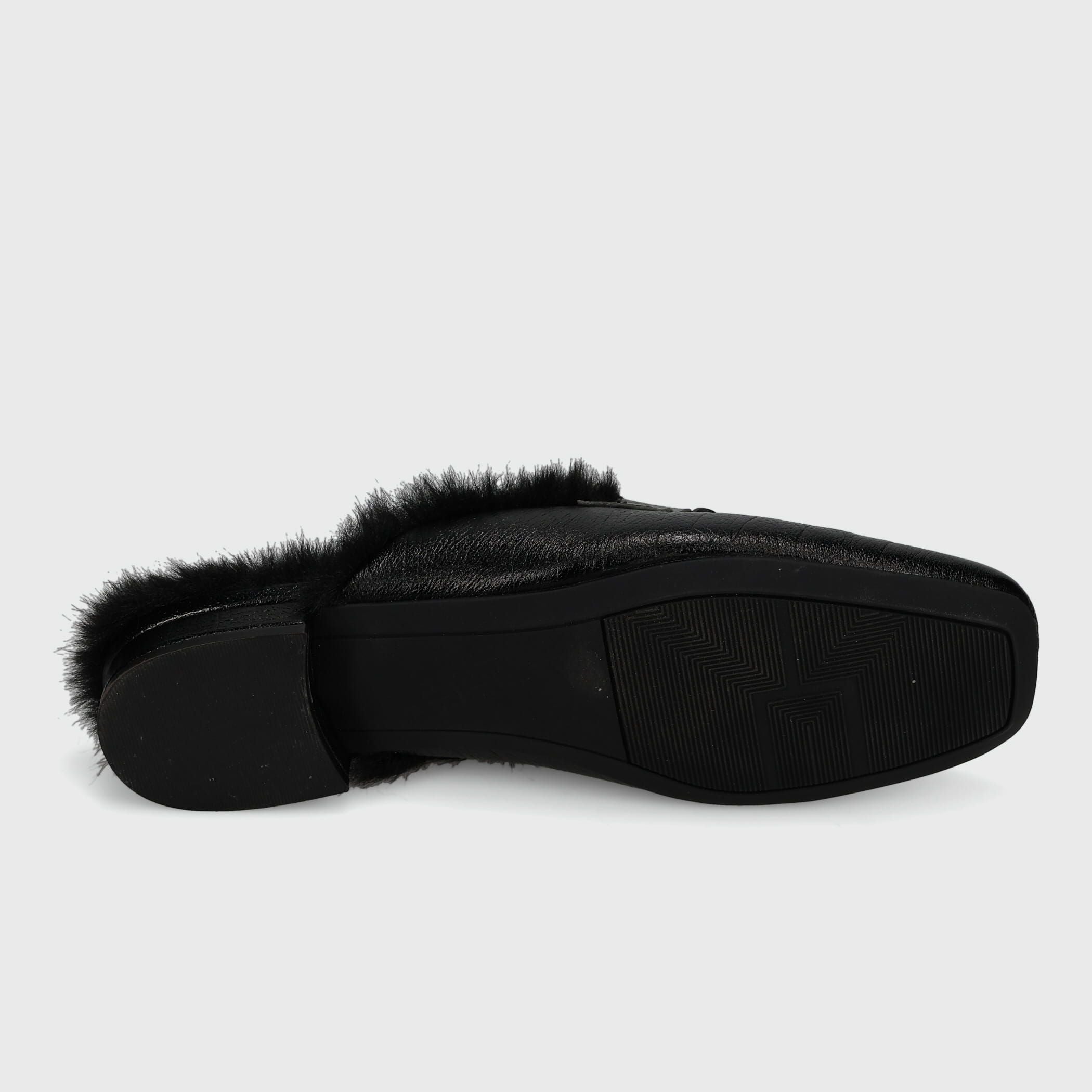 The Fur Lined Loafer Mule in Black