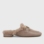 Load image into Gallery viewer, The Fur Lined Loafer Mule in Lt Taupe
