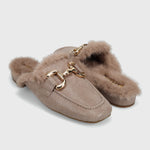 Load image into Gallery viewer, The Fur Lined Loafer Mule in Lt Taupe
