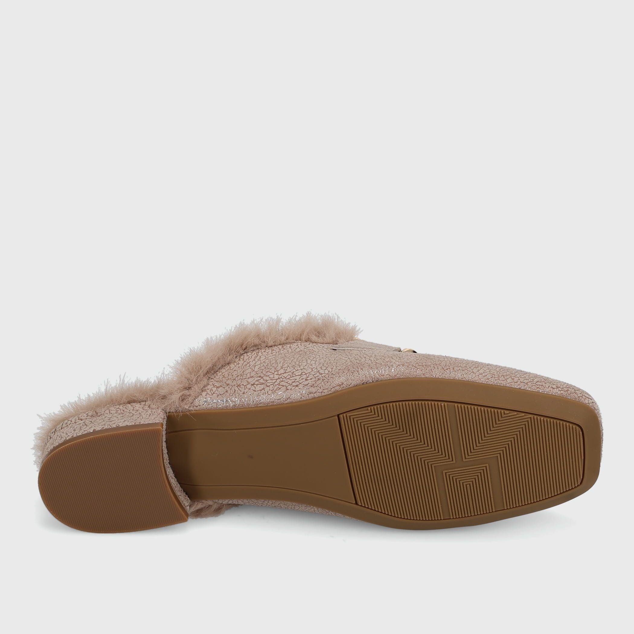 The Fur Lined Loafer Mule in Lt Taupe