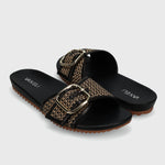 Load image into Gallery viewer, The Buckle Slide Sandal in Natural Black
