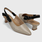 Load image into Gallery viewer, The Side Bow Sling Pump in Natural Black
