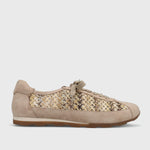 Load image into Gallery viewer, The Raffia Knit Sneaker in Bone Multi
