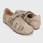 Load image into Gallery viewer, The Raffia Knit Sneaker in Bone Multi
