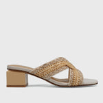 Load image into Gallery viewer, The Raffia Block Heel Sandal in Cream Beige
