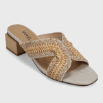 Load image into Gallery viewer, The Raffia Block Heel Sandal in Cream Beige
