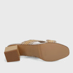 Load image into Gallery viewer, The Raffia Block Heel Sandal in Cream Beige
