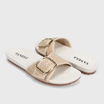 Load image into Gallery viewer, The Buckle Slide Sandal in Natural White
