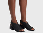 Load image into Gallery viewer, The Raffia Knit Sandal in Black

